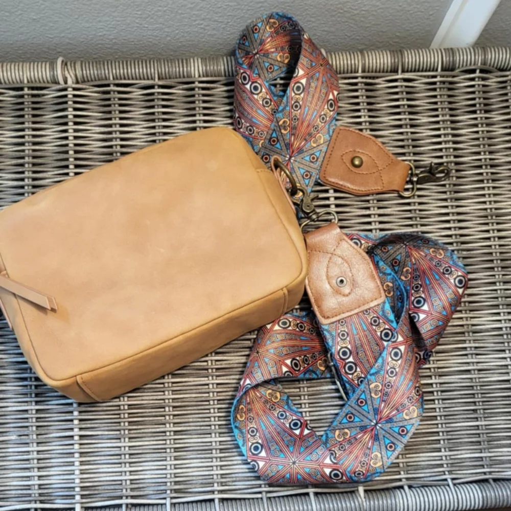 Camera Bag Style Purse Guitar Crossbody Strap Soft Faux Leather Preppy Neutral